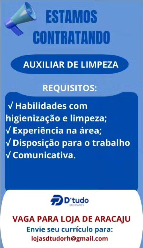 Vaga de emprego Aracaju